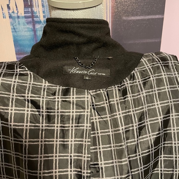 NWOT Kenneth Cole black asymmetrical wool coat - Picture 7 of 8